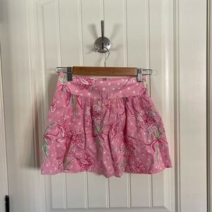 Lilly Pulitzer Sz 10 Girls Pink Lily Skirt Polka Dot Zip Up Green Floral 💕